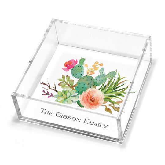 Desert Blooms Petite Lucite Trinket Tray